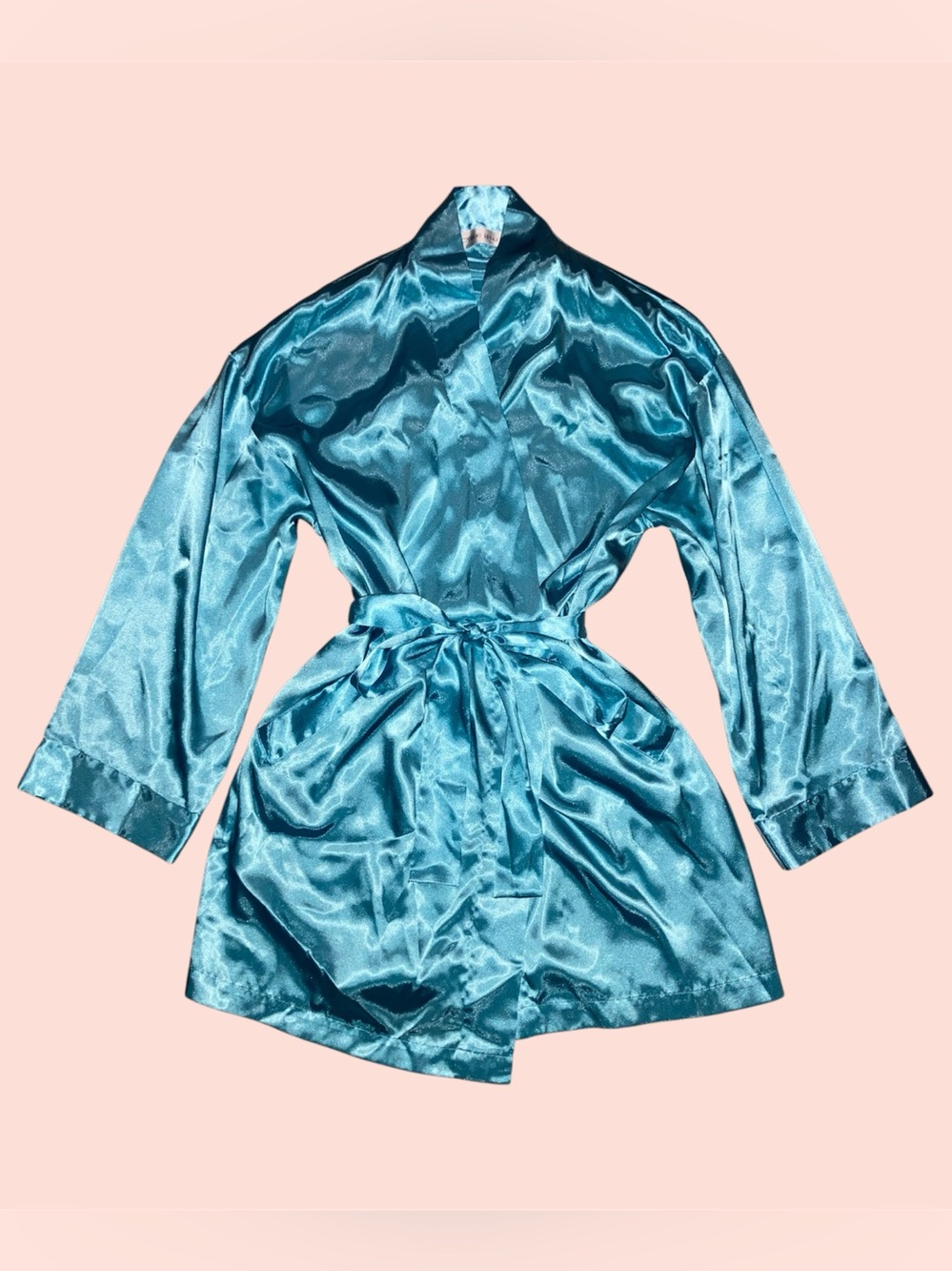 Vintage 1996 Teal Blue Satin Robe